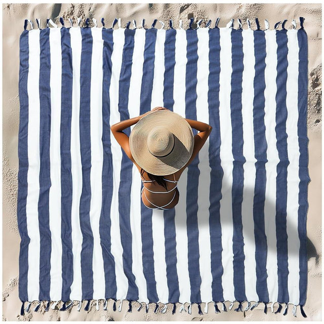 Vikumond Oversized Turkish Beach Towel Blanket XXL Cotton Sandproof Towels Boho Woven Extra Large Big Sand Free Giant Throw Blankets Huge Quilt XL Picnic Camping Necessities Cloud for Adult Gifts