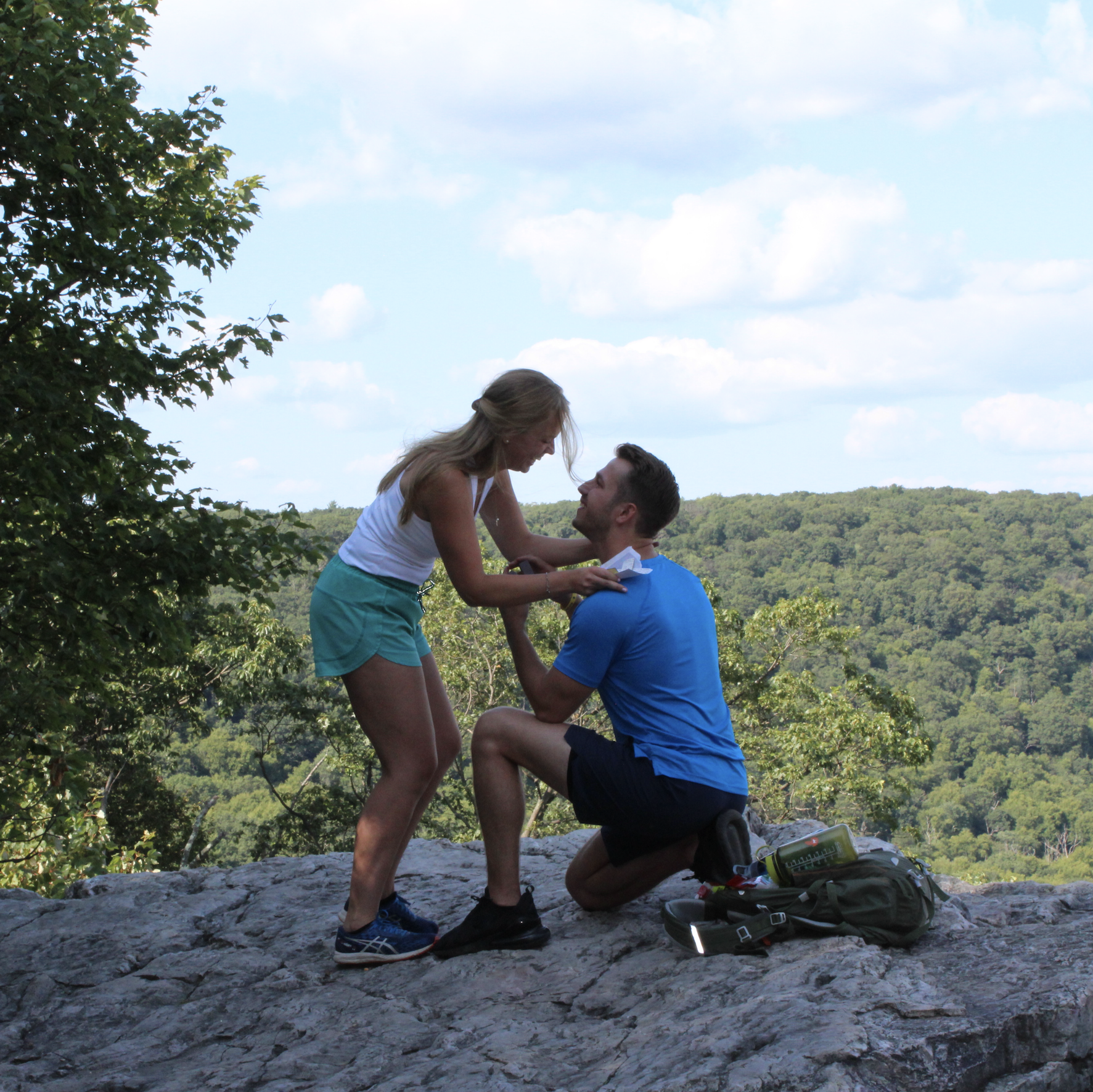 Where she said yes! Hawk Mountain hiking was our first date together, and was where the proposal happened on July 22nd.