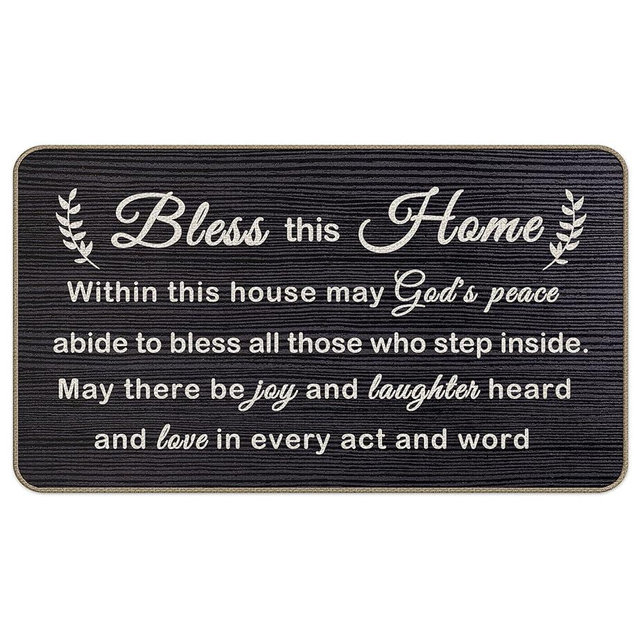 ZNGFON Bless This Home Decorative Indoor Outdoor Doormat,House Warming Gifts Front Door Mat 17x30 Inch Religious Decoration Welcome Mat - for Home Entrance, Outside Entry, Yard, Floor, Patio