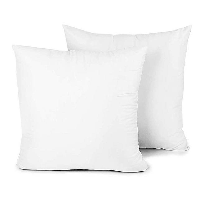 TOPGREEN Goose Feather Throw Pillow Inserts 2 Pack | 18 x18 Square Deco Pillow for Bed, Sofa, and Couch | 100% Cotton Shell, Soft Medium Decorative Pillow Core Set of 2 (White)