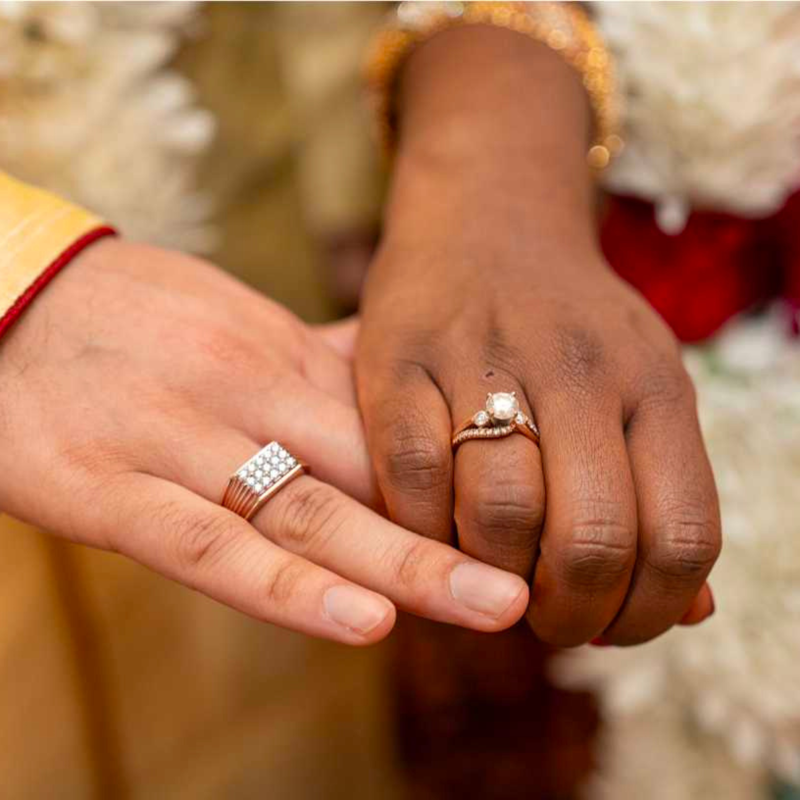Our matching rose gold engagement rings