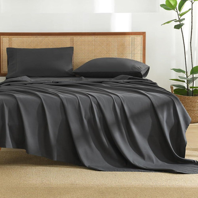 Andency Dark Grey Sheets King Set 4 Pieces, Super Soft Sheets for King Size Bed, Microfiber King Sheet Set, Deep Pocket Up to 16", Hotel Luxury Breathable & Cooling Bedding Sheets & Pillowcases