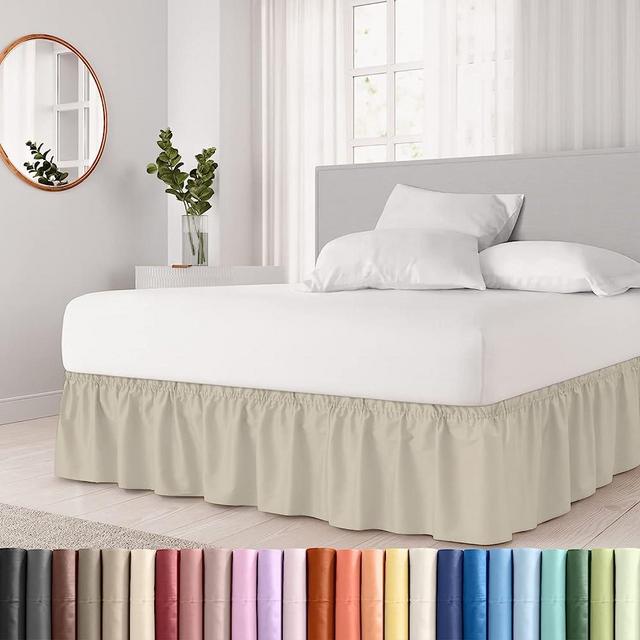 Ruffled Cream King Bed Skirt – Hotel-Quality Ruffles for King Beds with 12 in. Drop – Elastic Wrap Around Dust Ruffle King Bedskirt for Easy Fitting with Brushed Fabric by CGK Unlimited