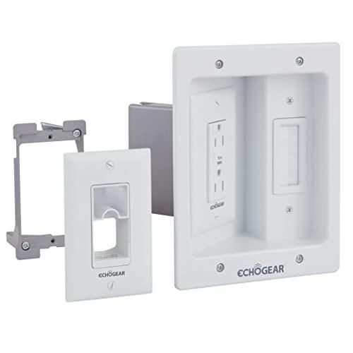 ECHOGEAR in Wall Cable Management Kit - Hide TV Power Cables & Low Voltage Wires Behind The Wall - Perfect for Wall Mounted TVs - Includes Template, Saw & Low Profile Extension Cord