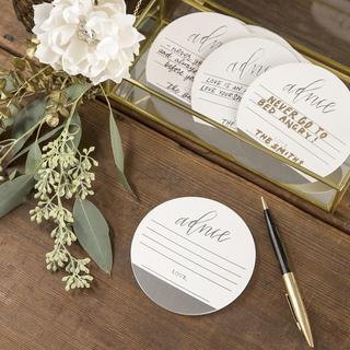 White & Silver Advice Coasters, Set of 25