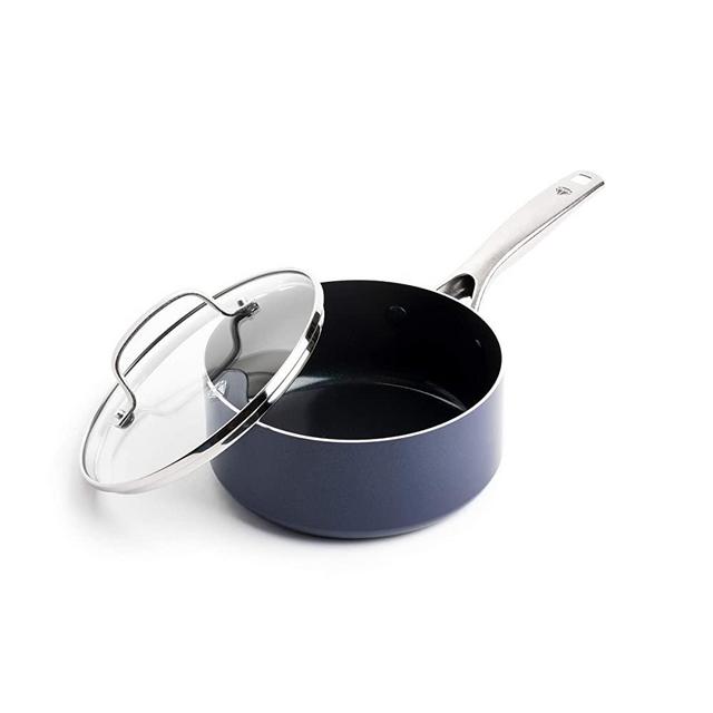 Blue Diamond Diamond-Infused Nonstick, Saucepan with Lid, 2QT
