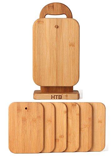 6 Piece Bamboo Cutting Board Sets with Stand Holder for Chopping Cheese, Sandwich, Fruit