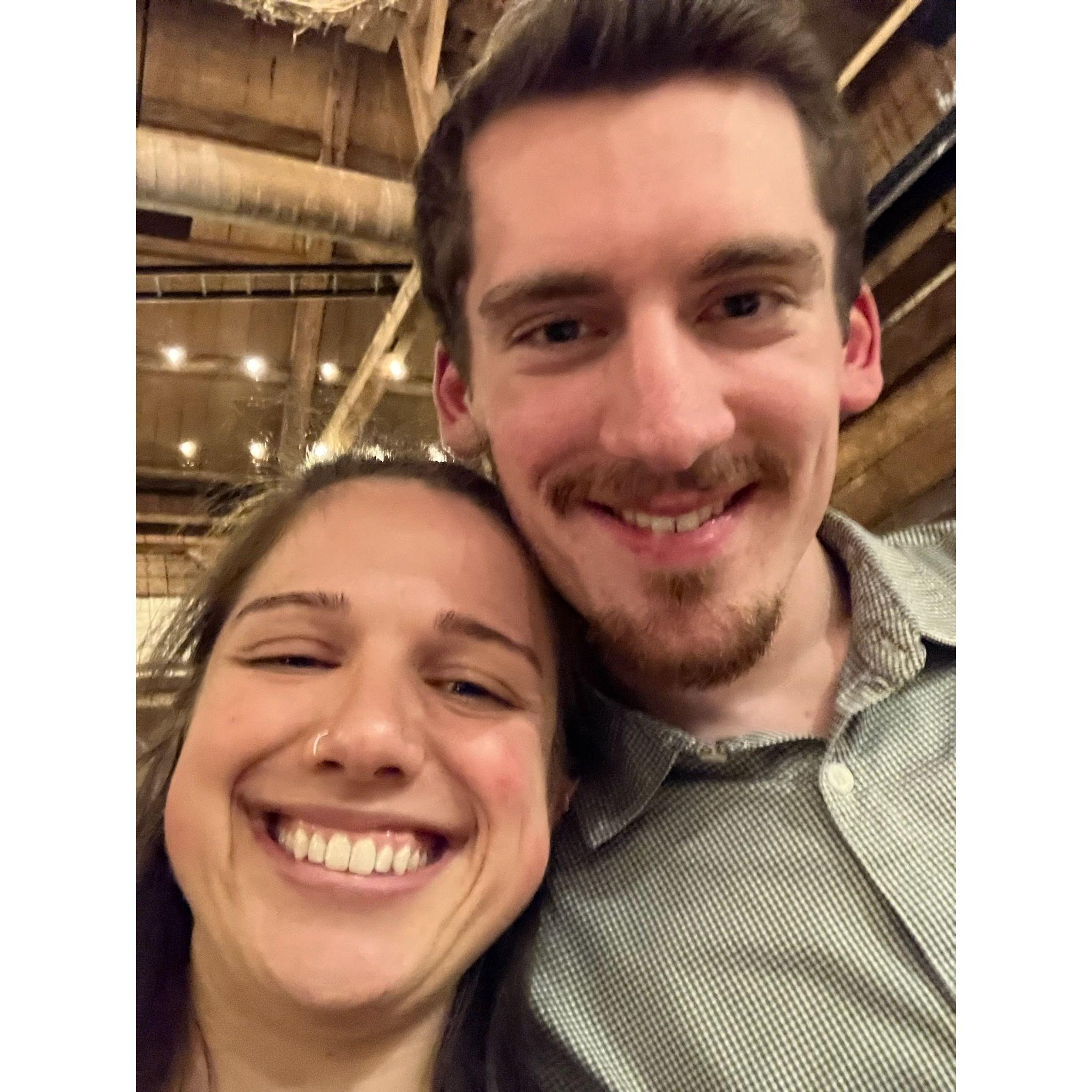 The first time at the Barn on the Pemi (our venue) where we took our first selfie.