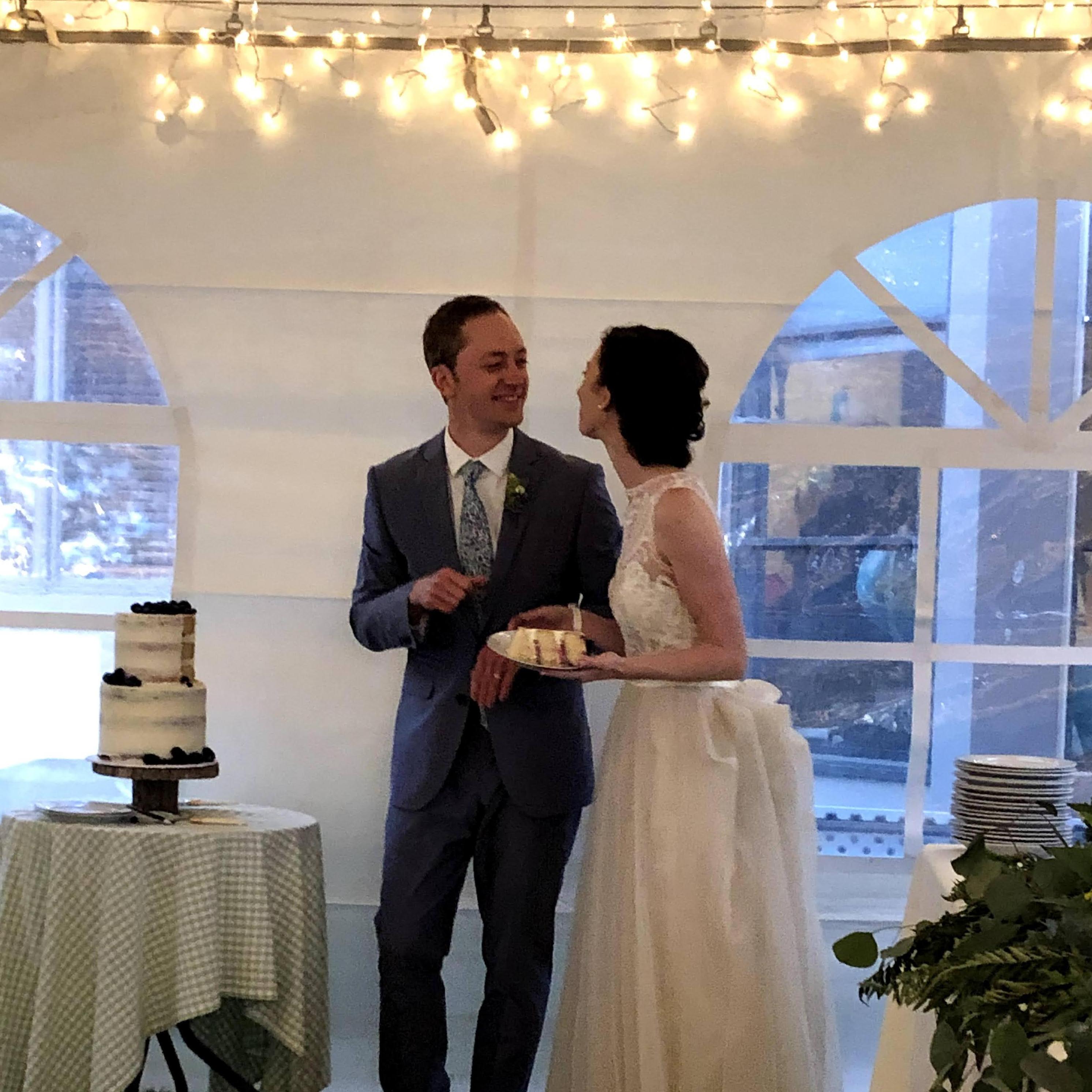 Enjoying the cake