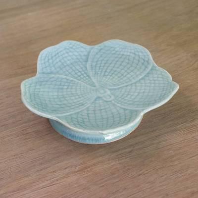Hand Made Celadon Orchid Centerpiece or Serving Dish, "Blooming Orchid"