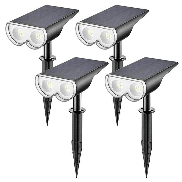 Linkind StarRay Solar Spot Lights Outdoor, 16 LEDs IP67 Waterproof Dusk-to-Dawn Solar Landscape Spotlights, 6500K Daylight Wall Lights, Solar Outdoor Lights for Garden Yard Driveway Walkway, 4 Pack