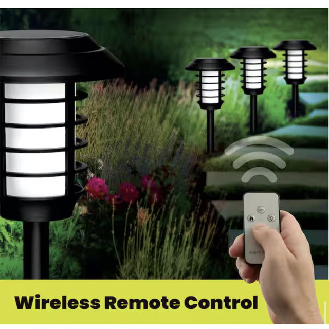 Bell + Howell Solar Power Pathway Lights Black 2 Modes 21 Lumen LED Landscape Path Light with Remote Control (Set of 4) 7834