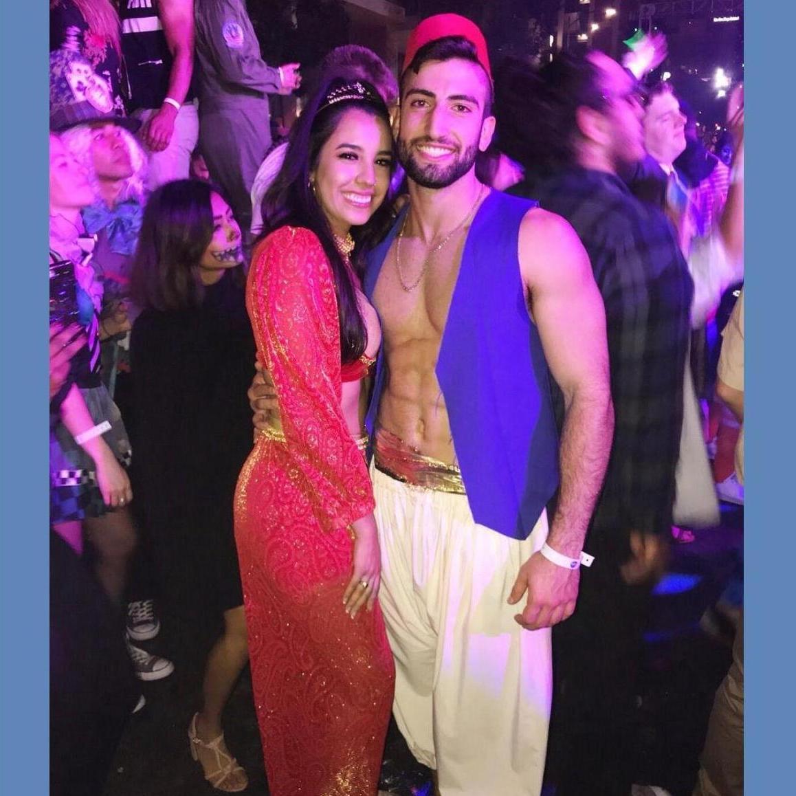 Our first "coming out" picture as Aladdin & Jasmine, Halloween 2017