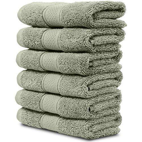 Maura 6 Piece Washcloths Set 13x13 inches Premium Quality Turkish Towels. Super Soft, Thick, Plush and Highly Absorbent. Includes 6 Pieces of Washcloth (Washcloth - Set of 6, Sage Green)