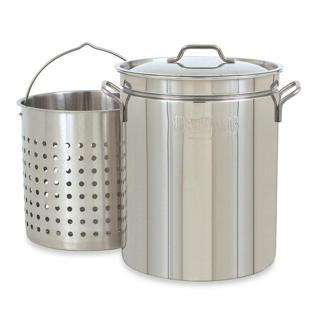 Bayou Classic 44 qt. Stock Pot with Basket and Vented Lid in Stainless Steel