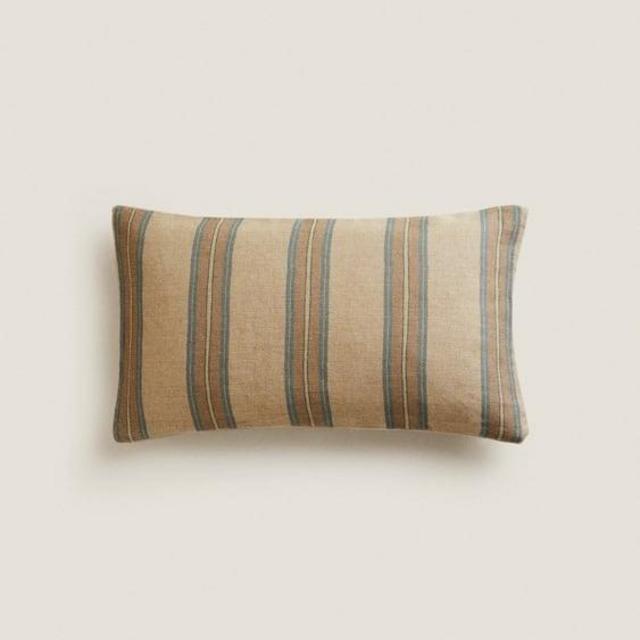 STRIPED LINEN THROW PILLOW COVER