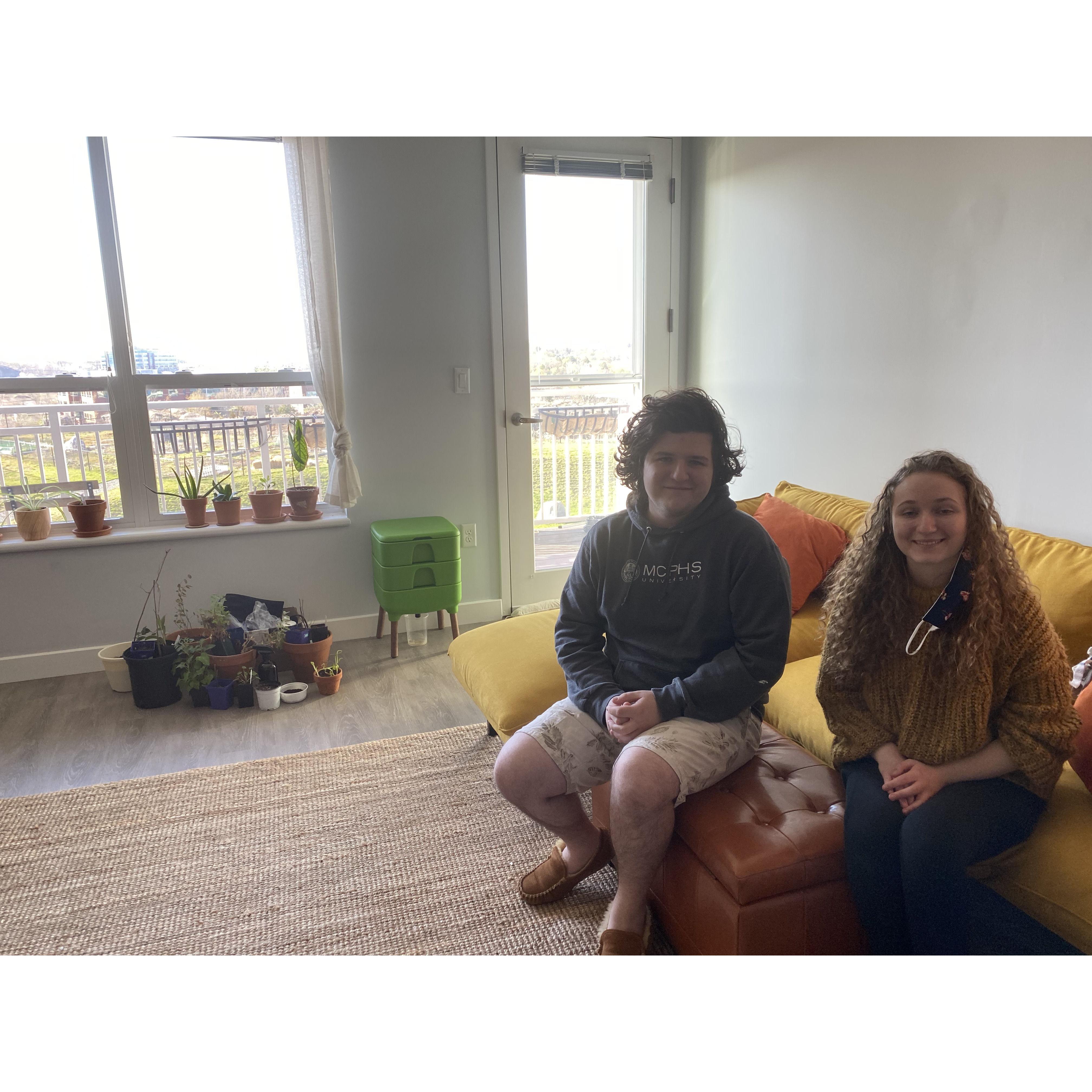 Us in our old apartment in Quincy