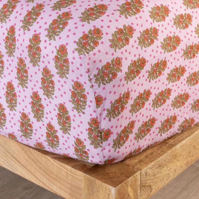 Mix & Match Cotton Fitted Sheet - Pink Polka Dot