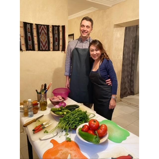 We took a cooking class at Morocco! Class started with us picking out the fresh ingredients at a local market. Outcome: Few dishes for starters and chicken tajine as entrée.