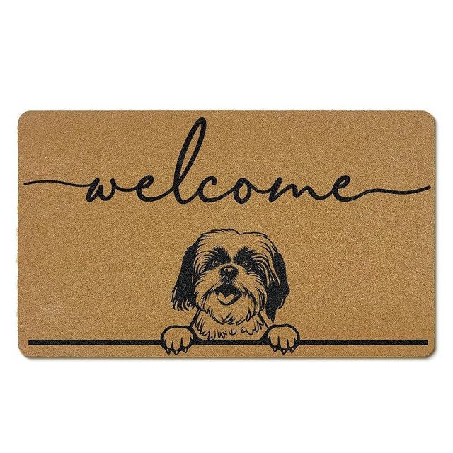 EGBTL Funny Shih Tzu Dog Welcome Coir Door Mats Outdoor, Shih Tzu Gifts Front Door Mat Outside Entrance, Shihtzu Dog Doormat Outdoor Indoor Entrance for Home Entryway Decor, 17x30in
