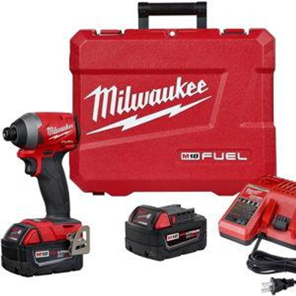 Milwaukee 2953-22 18V Cordless Brushless 1/4" Hex Impact Driver Kit with (2) 5.0Ah Lithium Ion Batteries, Charger & Tool Case