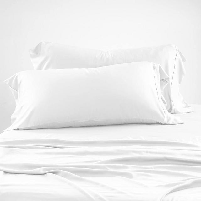Olive + Crate Tencel Eucalyptus Cooling Pillow Cases for Hot Sleepers - Moisture Wicking, Temperature Regulating, King Size Silk Pillowcase - Smooth Sateen Weave, Naturally Produced (2 Pack) | White