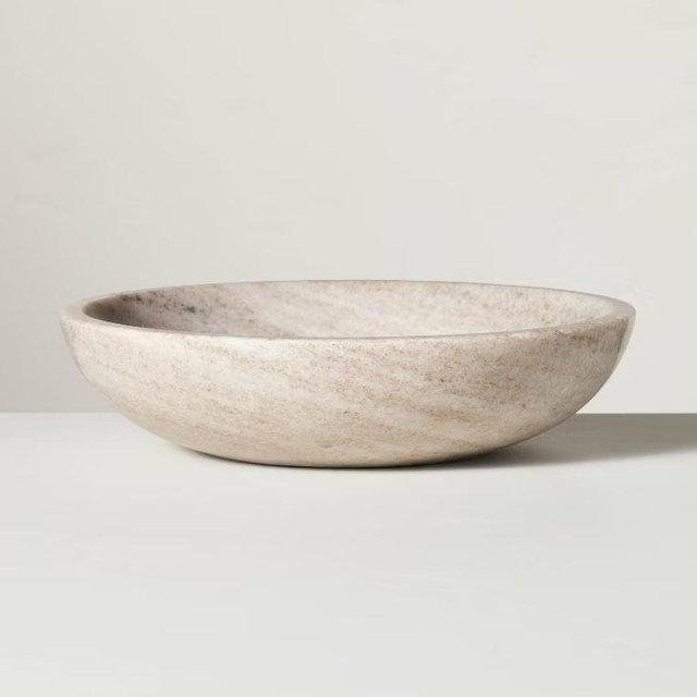 27oz Marble Fruit Bowl Warm Beige
