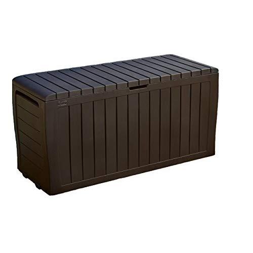 Keter Marvel Plus 71 Gallon Resin Outdoor Storage Box for Patio Furniture Cushion Storage, Brown