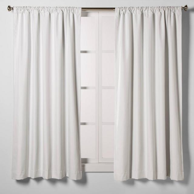 63"x42" Heathered Thermal Room Darkening Curtain Panel White - Room Essentials™
