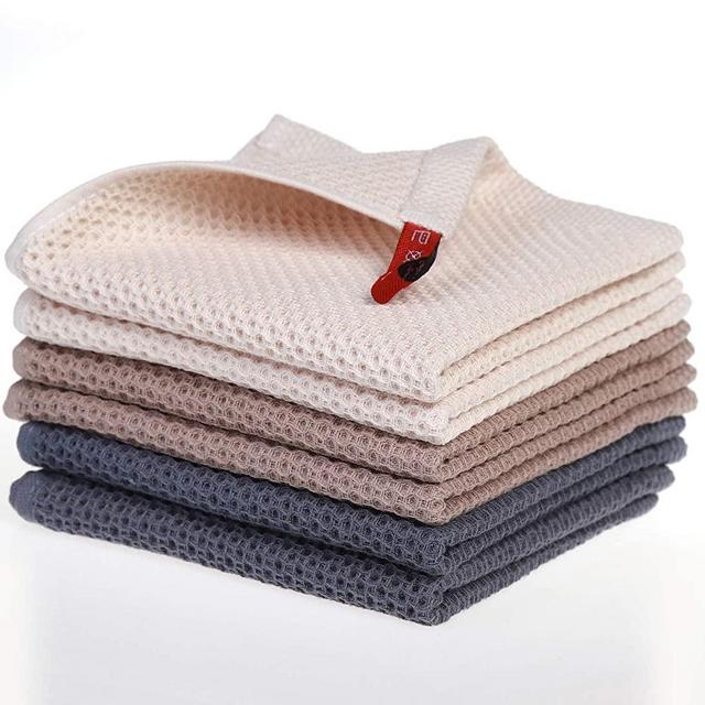 100% Cotton Dish Cloths, Soft and Absorbent Hand Waffle Weave Kitchen Dish Towels, 12‘’ x 12‘’, 6 Pack(Mix Color)