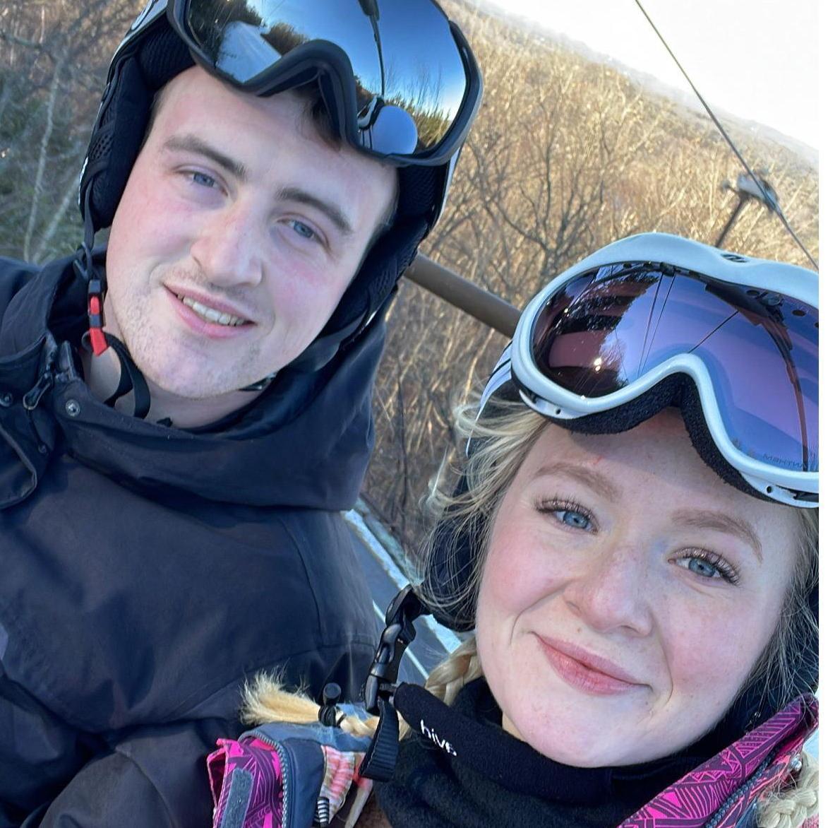 Jordan's first time skiing in America