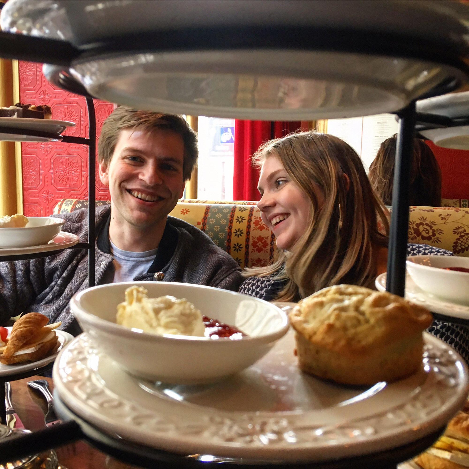 Our first photo taken together, having tea for Amelia’s birthday with her brother Than and our friend Clare!