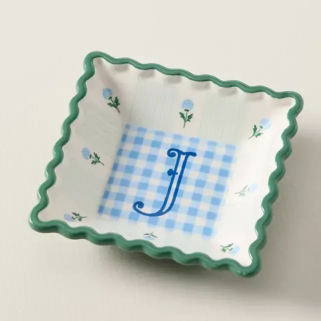 Georgia Monogram Stoneware Trinket Dish