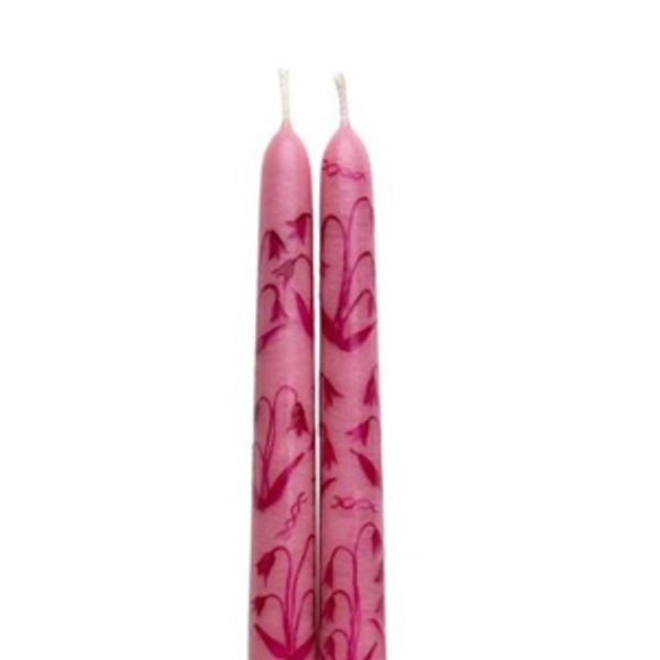 Pink Lily of the Valley Hand-Painted Taper Candles (Set of 2)