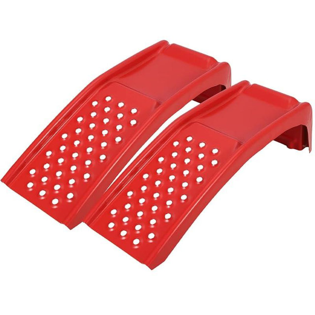 Garvee 8" Lift Solid Steel Car Ramp 8000 LBS Capacity, 2000 LBS Per Ramps, Heavy Duty Truck Ramps for Car Repair or Vehicle Maintenance, 2 Pack Car Ramps, Red