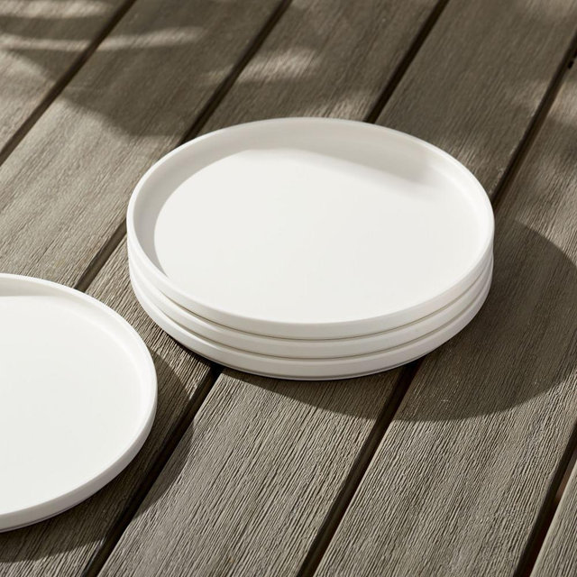 Aaron Probyn Melamine, Salad Plate, Stone White, Set Of 4