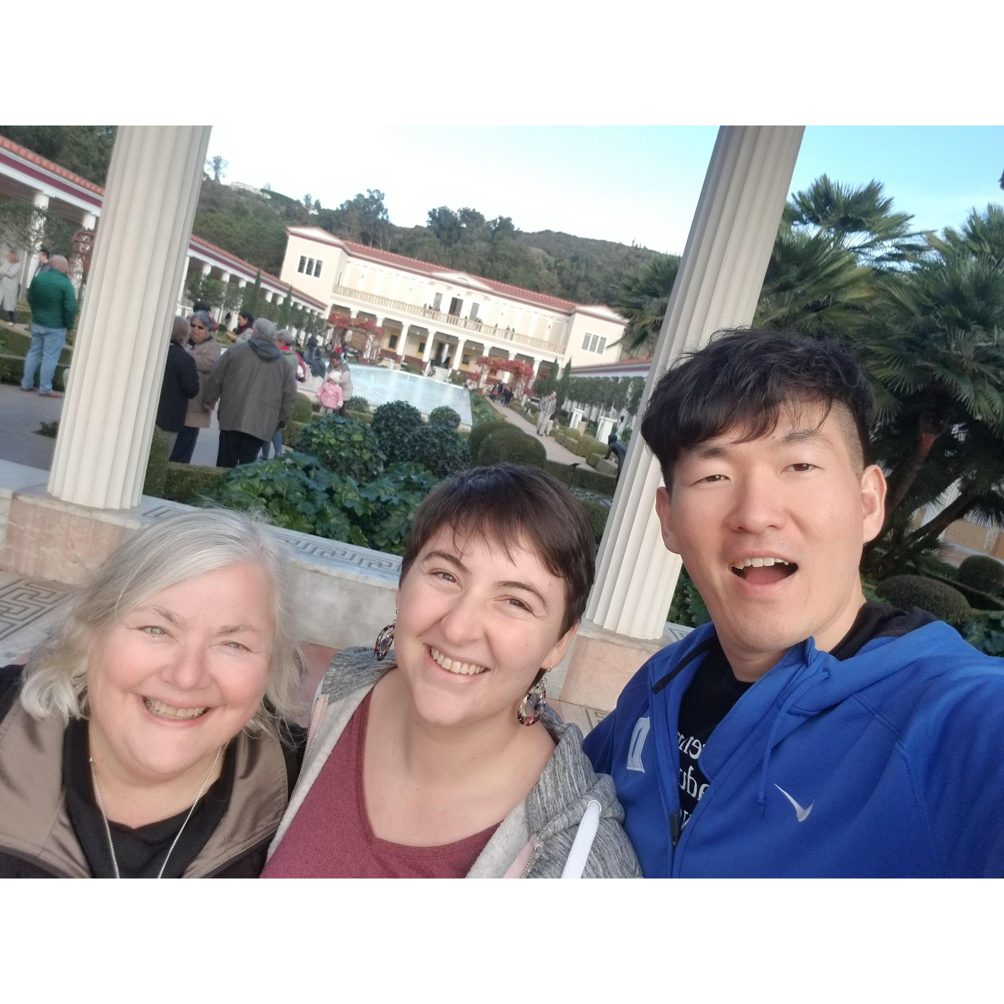 Our first Christmas together was spent in LA! Cat's mom flew out for a few days. Here we are exploring Getty Villa.