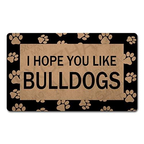 Welcome Mat 30"(L) x 18"(W) Funny Doormat for Entrance Way Indoor Mats No Slip Kitchen Rugs and Mats (Funny Welcome Door Rugs for Entrance Way Indoor I Hope You Like Bulldogs)