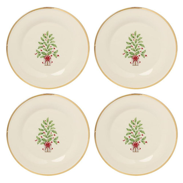 Lenox 897744 Holiday Tree Accent Plates, Service For 4, Christmas Dishes, Dinnerware Set,