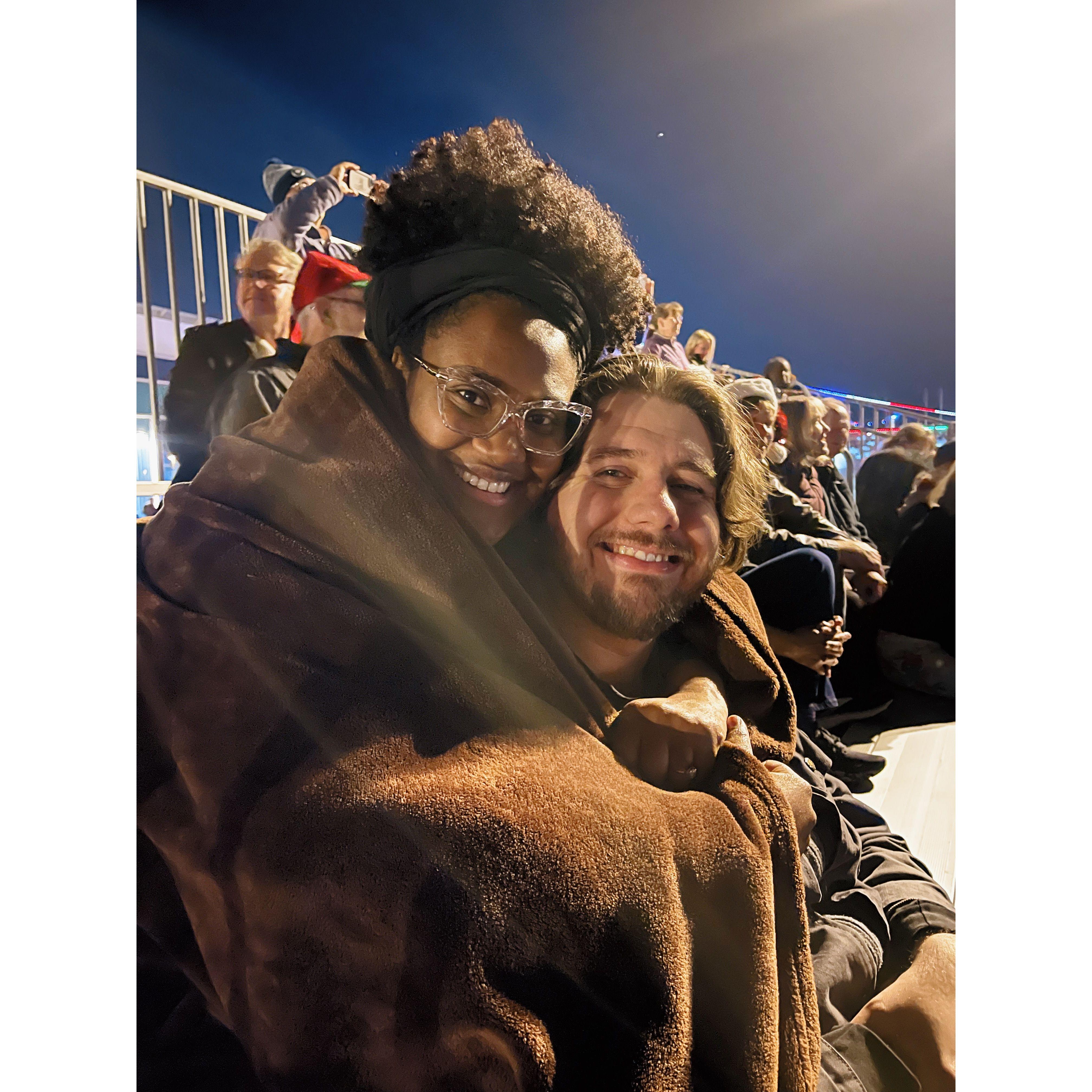 Enjoying a Christmas boat parade together ❤️