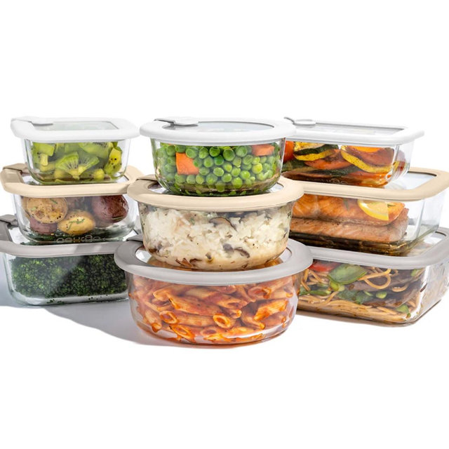Bentgo Signature Glass White Stone Food Storage Set (18-Piece)