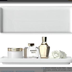 Premium Ceramic Bathroom Tray – Sleek Non-Slip Organizer for Shower, Countertop, Vanity | 9.25x3.66inch | Easy-Clean, Corrosion-Resistant