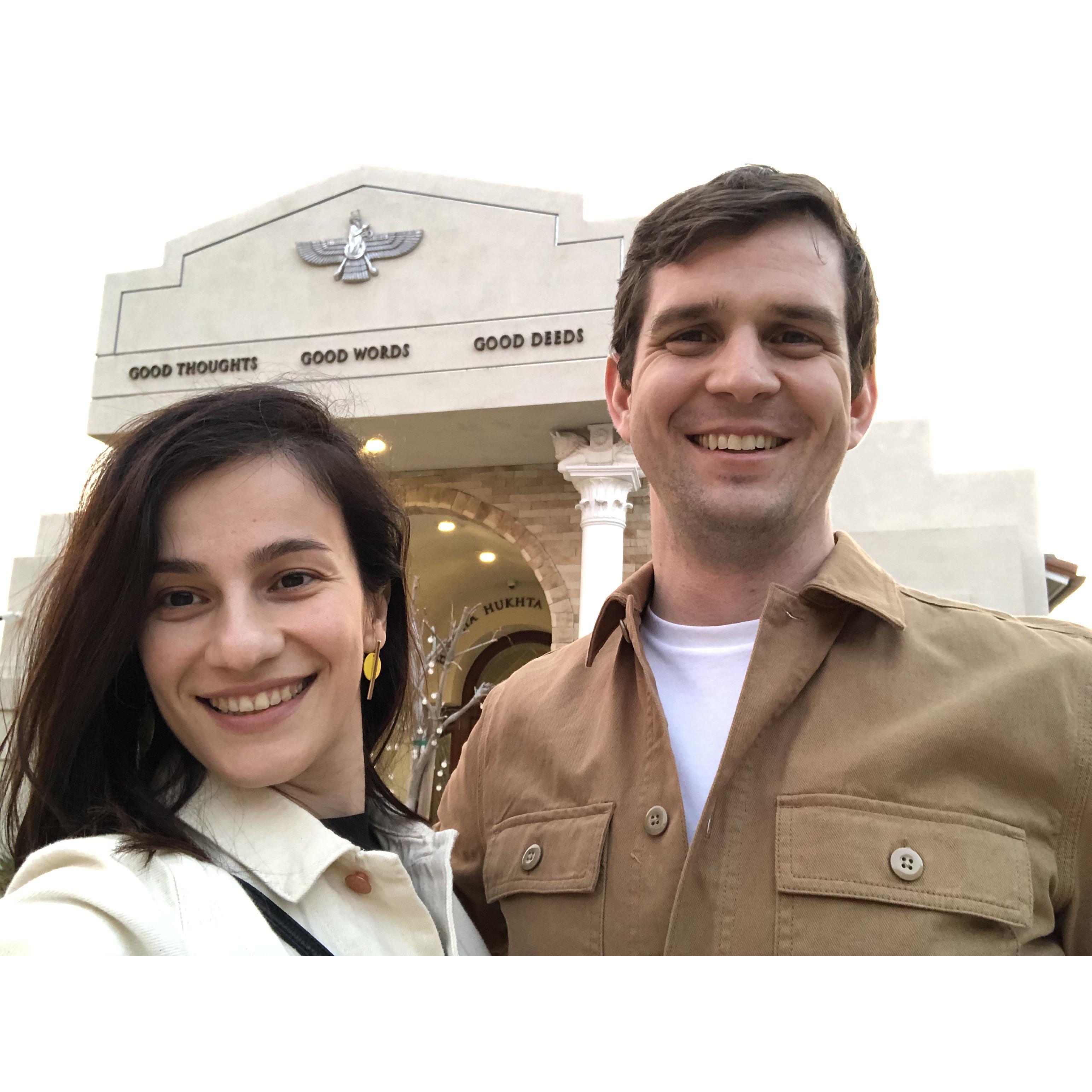 JD's first visit to a Zoroastrian temple in LA, we're making it an annual tradition
