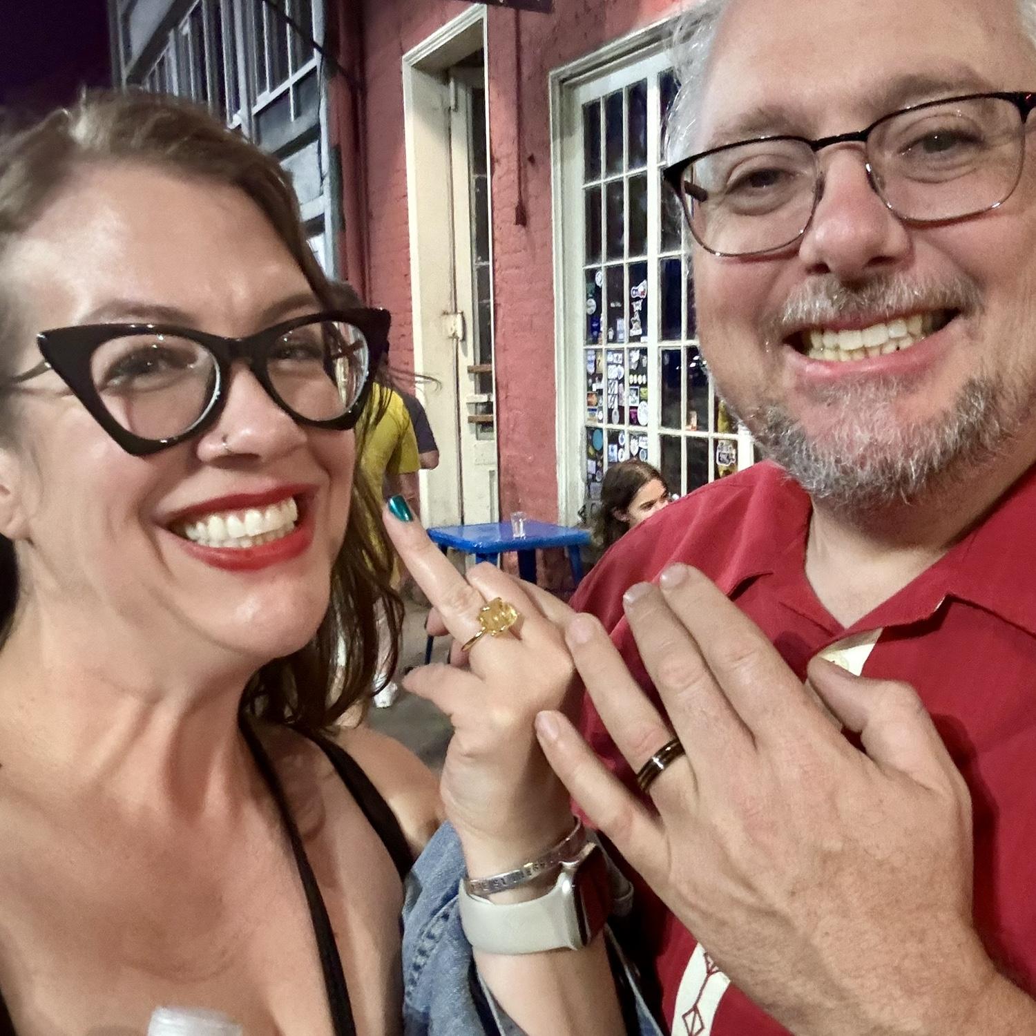 We got engaged in New Orleans on our third dating anniversary trip 9/27/24!
