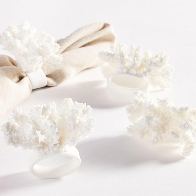 White Coral Napkin Rings, Set of 4