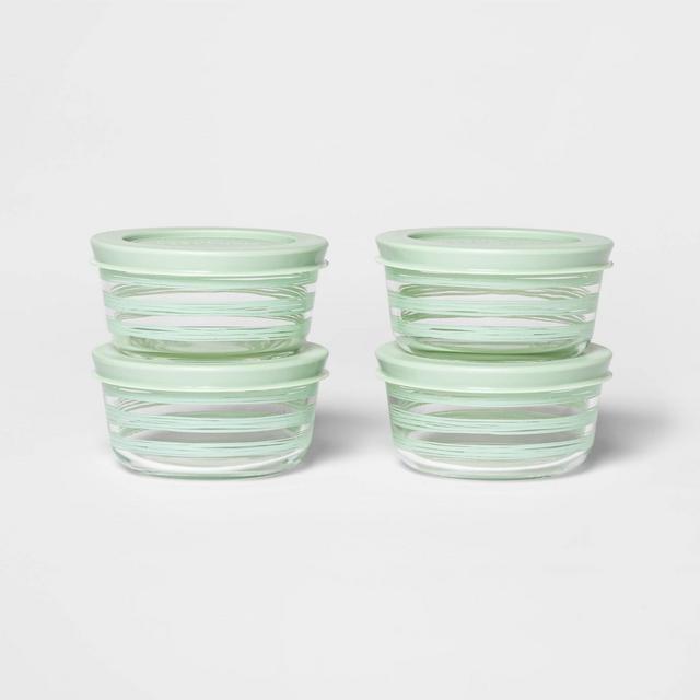 1 Cup 4pk Round Mint Decorative Food Storage Container Set - Room Essentials™
