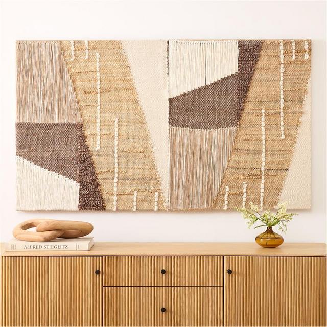 Terra Natural Fiber Mosaic Panel Wall Art, Natural, 31x54
