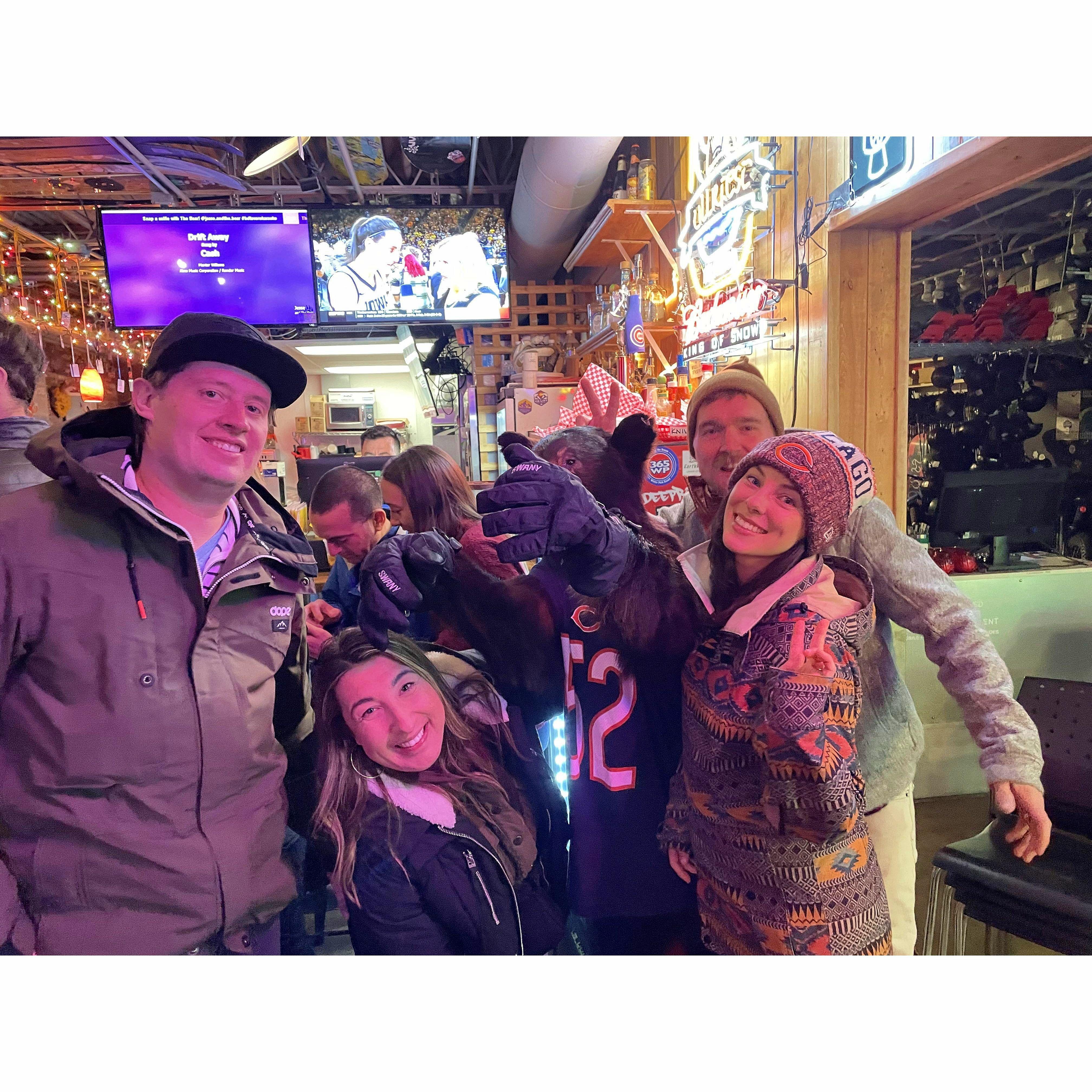 The night we got engaged we found a tiny Chicago bar where we celebrated the night away!