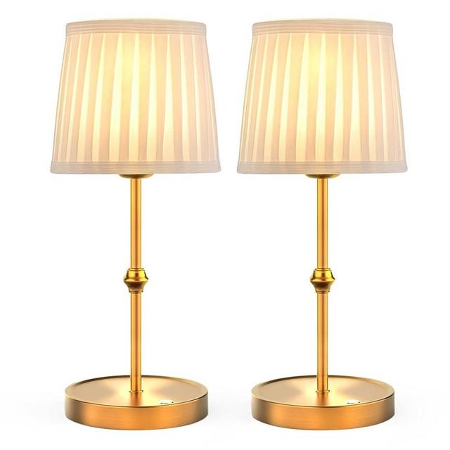 LETSTRY 2 PCS 5200mAh Cordless LED Table Lamp,3-Level Brightness, Rechargeable Battery, Touch Dimmable Wireless Lamp for Reading Room, Dining Room,Bedroom,Office,Camping,Restaurant,Antique Brass