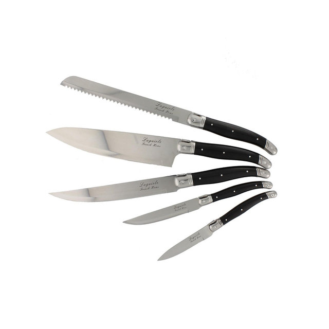 French Home Laguiole 5 Piece Kitchen Knife Set plus Magnetic Display.